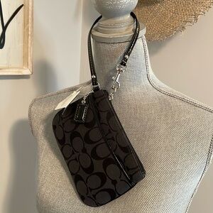 Coach Black signature print wristlet small